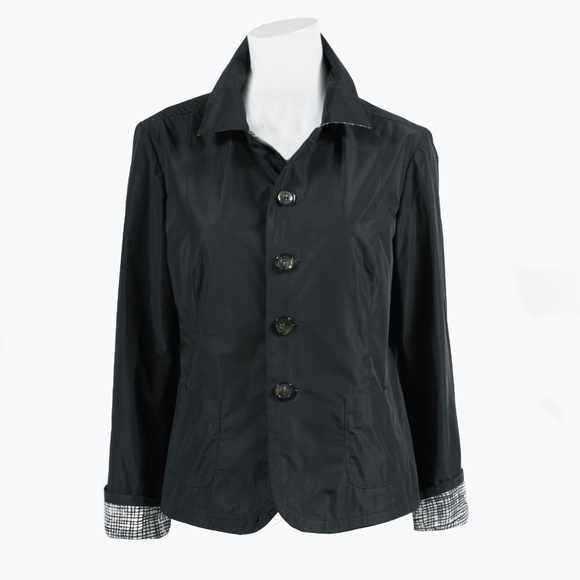 WEEKEND MAX MARA Women's Black/White Reversible Jacket Solid/Crosshatch Size 10 - Picture 14 of 15